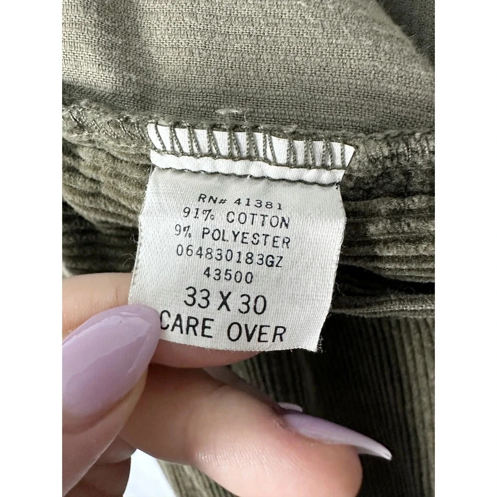Vintage Polo Ralph Lauren Olive Green Corduroy Andrew Pant Mens Size 33 x 30